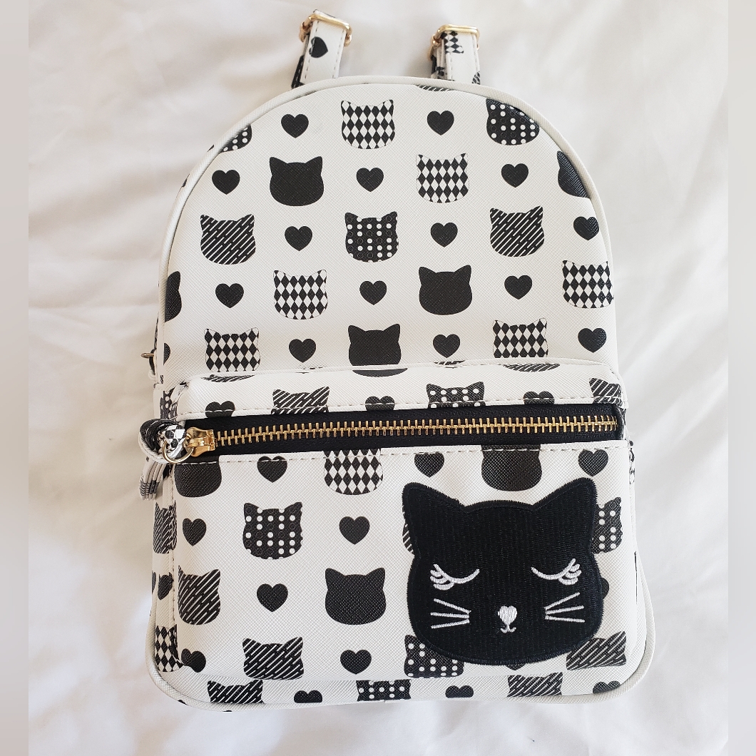 Under One Sky Kitty Cat Black White Mini Backpack
